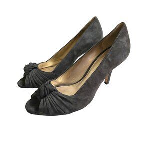 Antonio Melani Gray Franca Suede Peep Toe Stiletto Heels Sz 8M